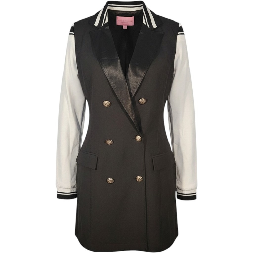 AZALEA WANG Womens Hybrid Varsity Blazer Jacket Patchwork Collegiate Medium